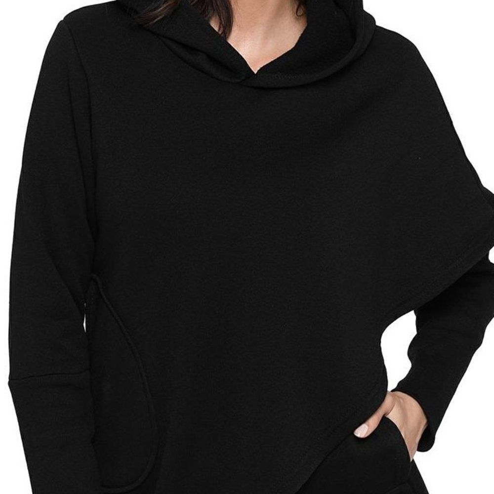NWT Black Tulip Wrap Cape Style Long Sleeve Hoodie